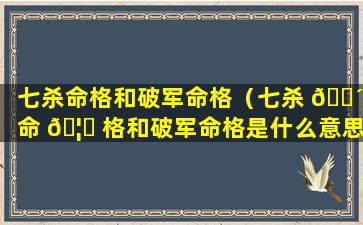 七杀命格和破军命格（七杀 🌴 命 🦄 格和破军命格是什么意思）